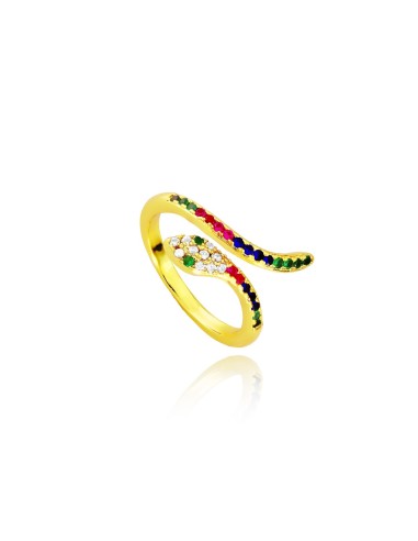 Anillo Chapado en Oro Ajustable Snake Rainbow