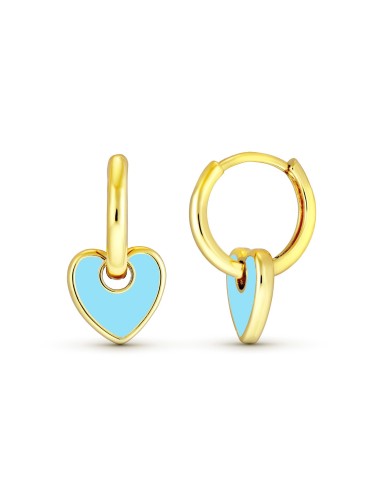 Pendientes Chapado en Oro Corazón Azul